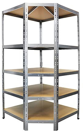 KARAT Schwerlastregal Eckregal Metallregal für Lager Regalsystem - Kellerregal - Steckregal - Werkstattregal aus Stahl Metall - 180 x 90 x 42 cm Tiefe (Verzinkt)