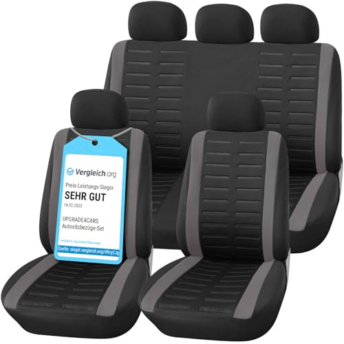 Upgrade4cars Copri-sedili Auto Universale Nero Grigio | Set Copri-sedile Universali per Anteriori e Posteriori | Accessori Auto Interno