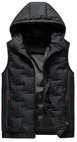 Biutimarden Hombre Exteriores Chaleco con Capucha Guateado Chaqueta Sin Mangas con Cremallera Completa para Otoño Invierno Moda Cálidos Bodywarmer