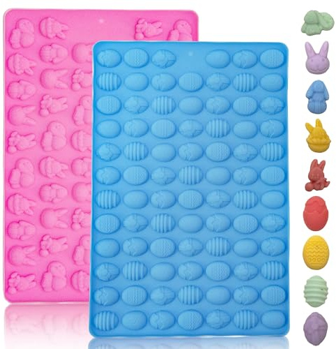 Mlying 2 stycken påskbakmattor, silikonbakmatta, bakmatta för hundkex, påskhare påskägg, non-stick bakmatta hundkex för gör-det-själv hundgodis, choklad, kex, isbitar, godis