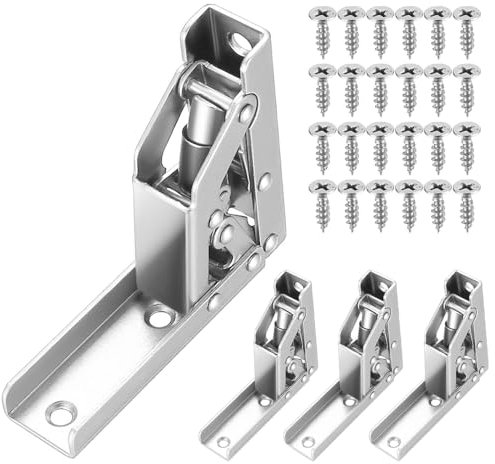 Regal Scharnier, 4 Stück Scharniere Klappbar, 90/180 Edelstahl Klappscharnier Tischhalter Regal Scharnier mit 24 Schraube für Tischhalter Tisch Schrank