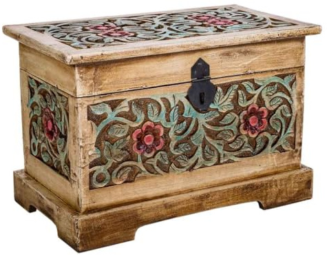 Baúl de madera artesanal marrón 30x17x20