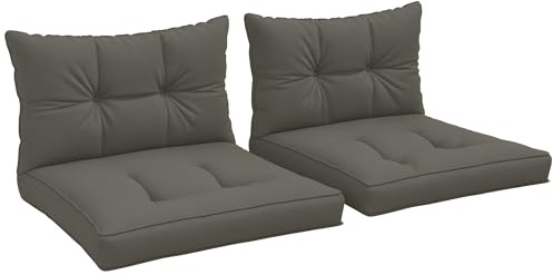 Outsunny Ensemble de Coussins pour Salon de Jardin 2 Places, 4 pièces, avec 2 Coussins d'assise et 2 Coussins de Dossier, Style capitonné, Polyester, épaisseur 10 cm, Gris Anthracite