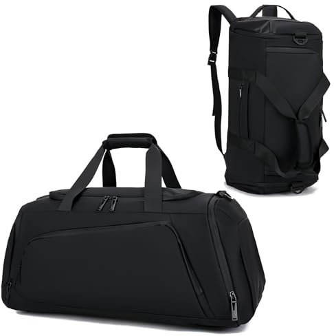 35L Große Sporttasche mit 3 Tragemöglichkeiten, Trainingstasche mit Nassfach, Schuhfach, Laptopfach versteckten Schultergurten und Zusätzliche Schultergurte. Ideal für Reisen, Fitness, Schwimmen.