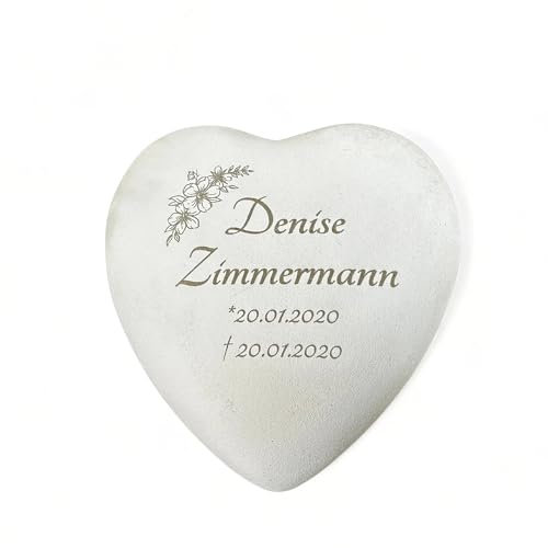 Radami Personalisiertes Herz Grabherz 13cm | Individueller Grabschmuck mit Gravur und persönlichem Text | Andenken für Grabstein & Urnengrab
