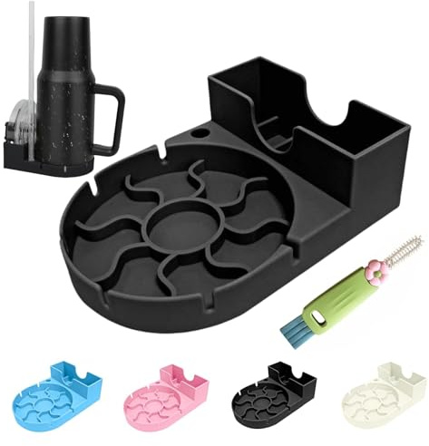 RDIEZCO Silicone Bottle Drying Rack for Stanley Cup, Space Saving Tumbler Drying Rack for Water Bottles, Mugs, Glasses, Baby Bottles, Kitchen Accessories with Multifunction Brush(Black)