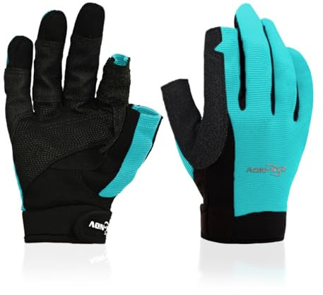 2XK-NOV 1 Paar Hohe Verschleißfestigkeit Segelhandschuhe,Zwei-Fingerlose Handschuhe,Ruderhandschuhe,für Segeln, Yacht, Segelsport, Paddeln, Kajak, Angeln,Herren & Damen (Blau, M)