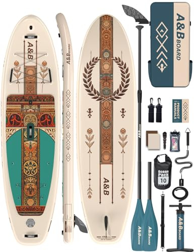 ABBOARD Stand Up Paddling Board Aufblasbar 335cm - Standup Paddle Board mit Premium Zubehör Getränkehalter,SUP Board 200kg Tragkraft für 2 Personen Familien Anfänger
