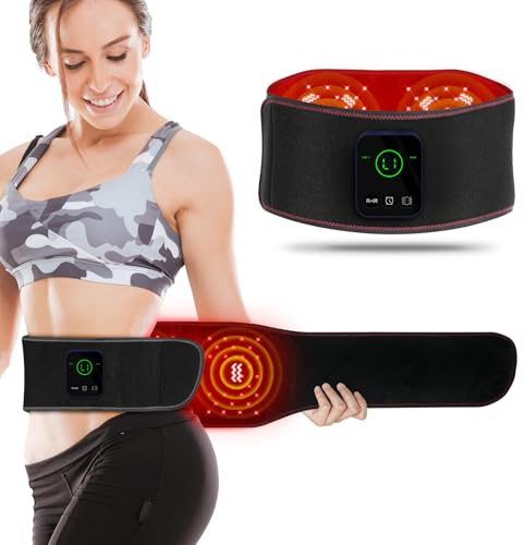 Hottoerak Cinturón de luz roja, 52 LED con chip 3 en 1, lámpara infrarroja 10/20/30 temporizador, con vibración, 5000 mAh, controlador recargable e inalámbrico, lámpara de luz roja portátil para el