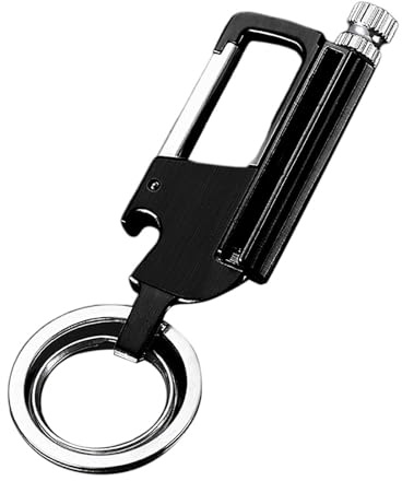 Feuerzeug mit permanentem Streichholz und Infinity Funktion, mit Multitool Schlüsselanhänger Flaschenöffner, wiederverwendbares, wasserdichtes Streichholz, (Kerosin nicht enthalten) (Schwarz)