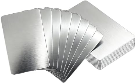 Kellegour 20 pcs Tarjetas de Visita de Metal,Tarjetas de Metal en Blanco,Tarjetas de Visita Metálicas,Marcado Láser,54 x 86 mm,para Hogar,Oficina,DIY, Tarjetas VIP,Tarjetas de Identificación