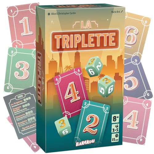 Bakakou LA TRIPLETTE Jeu de Cartes et de Dés Chaque Lancer Compte | Lancez 3 dés, formez vos combinaisons et vendez vos séries, jeu de société 2 à 5 joueurs, 15 min, Dès 8 ans