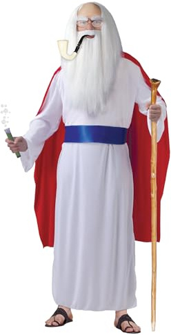 FIESTAS GUIRCA | Disfraz de Druida Adulto (48-50/M) - Capa, Cinturón y Túnica - Disfraces de Galos y Magos para Halloween, Carnaval y Fiestas de Disfraces - Ideal para Hombre Adulto - Blanco y Rojo