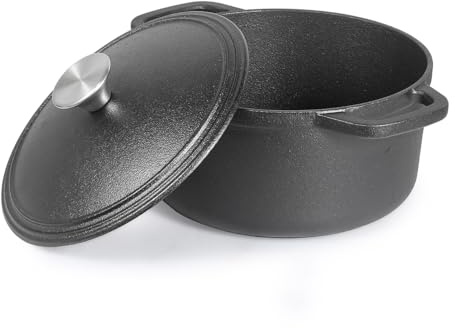 COMMERCIAL CHEF 3.4 Quart Cast Iron Dutch Oven with Dome Lid and Handles