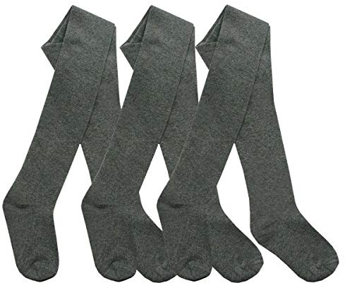 Style It Up 3 Pair Packs Tights Girls Back to Schools Pairs Warm Cotton Rich Plain Soft Children MULTIPACK, 7-8 Years, 3 Grey Plain Pair Tights