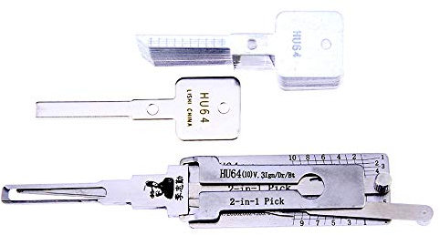 Loboo Idea Lishi HU64 (10) 2-in-1 Pick/Decoder-Werkzeug, Schlosser-Werkzeuge, Türschlossöffner, Dietrich-Set funktioniert für Benz, Chrysler, Maybach, Lauren, Carlson