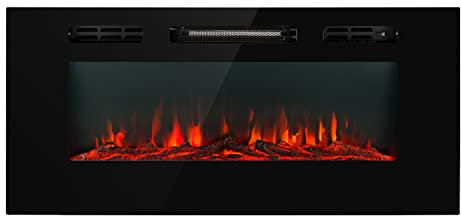 Klarstein Chimenea Electrica Pared, Estufa sin Leña de Interior, Chimeneas Electricas Decorativas 1800W, Llama LED, Chimenea Decorativa Falsa, Mando a Distancia, Temporizador y Termostato Ajustable