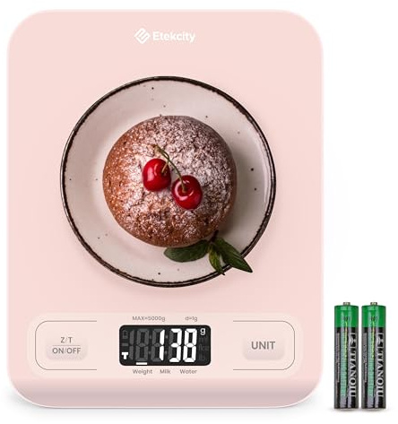 Etekcity Food Kitchen Scale, Digital Grams and Ounces for Weight Loss, Baking, Cooking, Keto and Meal Prep, LCD Display, Medium, Pink