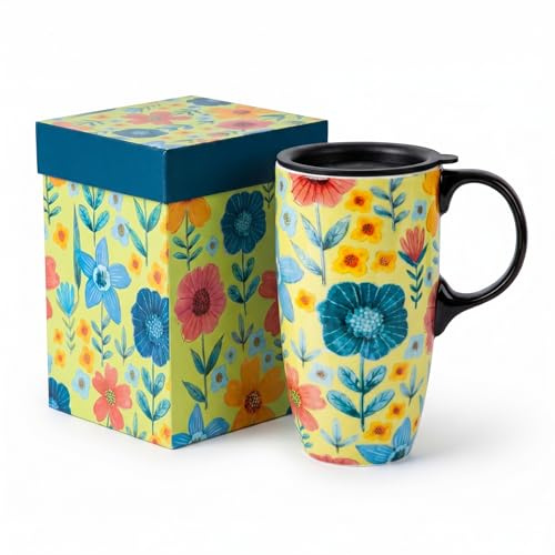 DUSVALLY Keramisk mugg stor kaffemugg höga koppar porslin latte tekopp med lock och presentförpackning 50 ml, grön
