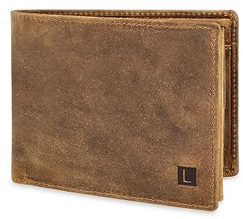 LEDEROW Geldbörse Herren Leder Hunter Braun - Querformat Geldbeutel inkl. Geschenkbox - Männer Portemonnaie RFID Schutz mit Münzfach - Portmonee Wallet Brieftasche Mann groß (Hunter Braun)