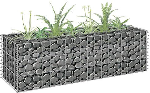 Gabionen Hochbeet aus Metall, Steinkorb Gabionenkorb Pflanzkorb Pflanzkasten Pflanzkübel Pflanzbeet für Balkon & Garten, 90x30x30 cm