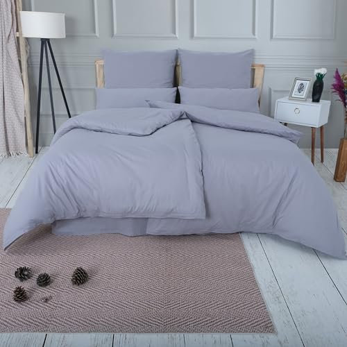 Vency Bettwäsche 135x200 4-Teilig Grau - Oeko-TEX 100% Baumwolle, 2X Bettbezug + 2X Kissenbezug 80x80 Reißverschluss, Ranforce Modell