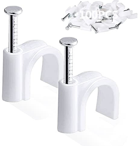 10MM - 100PCS Round Cable Clips, Electrical Cable Wall Clip Cable Nail Clips Management for RG8X, RG58, RG59 or LMR 240 Coax Cable