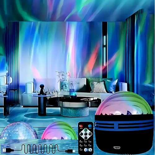2 in 1 Northern Lights and Ocean Waves Projector, Star Light Projector with 14 Light Effects, LED Color Changing Lamp for Home Decoration, Home Decor Birthday Christmas Gifts