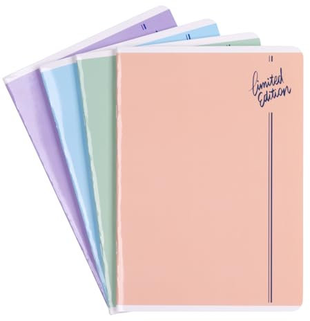 gimboo Schulheft/Format A5 60/60 Blatt Kariert/Mixed 4er Packung - 4 Stück/Packung Motive Sortiert/für Kinder zur Einschulung für Grundschüler/mit Rand/Weiße Karten/Blau Kariert