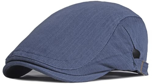 DIYDECAL Cotton Newsboy Flat Caps for Men, Womens Cabbie Driving Beret Hats Navy Blue