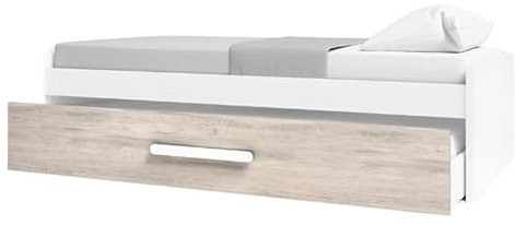 Miroytengo Cama Nido para Habitación Dormitorio Juvenil Estilo Nórdico en Color Roble Sahara y Blanco Mate 90x190 cm