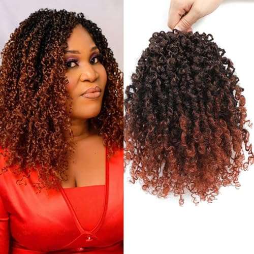 Datanala Lot de 9 extensions capillaires Yanky Twists enroulées au crochet - 25,4 cm, tresses bouclées avec micro-spirales, pré-enroulées, extensions pour cheveux bouclés pour femmes (T350#, 25,4 cm)
