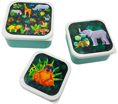 ARKRAFT Lot de 3 boîtes à goûter pour enfants, motif jungle, pour pique-nique, école (boîte à goûter jungle)