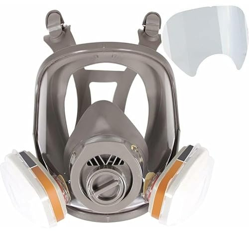 PRIMEGA 6800 Masque respiratoire intégral, Casque de Protection faciale pour Peindre, Vapeur et poussière organiques, Deux Types de connecteurs