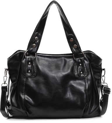 Coolives Sac Cabas avec bandoulière Hobo Sacoche pour Femme Sacs à Main portés épaule Sac Amain portés Main en Cuir PU Sac bandoulière pour Dames Mère Noir
