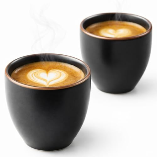 Maxito Espressotassen aus Steingut im Mehrfachset für Kaffeeliebhaber - Espresso & Kaffeetassen - Geschenke für Männer und Frauen (2er Set 80 ml)
