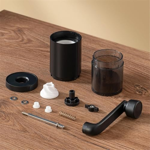 Molinillo de café manual ajustable con rebaba de acero inoxidable para prensa, espresso y uso de viaje, molinillo profesional de granos de café en negro