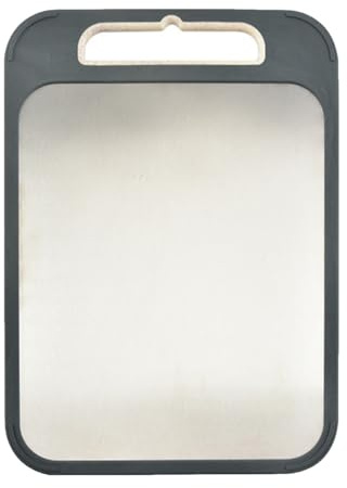 Tabla de doble cara – 34,9 x 25 cm de acero inoxidable, accesorio de cocina multifunción | Preparación duradera de alimentos para verduras, carne, pizza, frutas, pan, pescado, queso, ajo, rebanar