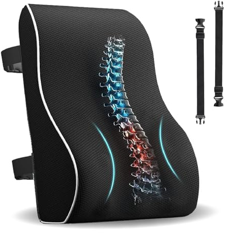 Lumbar Support Cushion for Office Chair, Ergonomic Memory Foam Lumbar Support Pillow for Lower Back Pain Relief, Back Support Cushion for Desk Chair, Car Seat Back Support, Posture Support Pillow