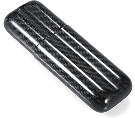 Dioche Porta Cigarros Doble de Fibra de Carbono Negro con Tubos de Almacenamiento de Cigarros Livianos, Adecuado para Ring 57, Humidor de de Viaje.