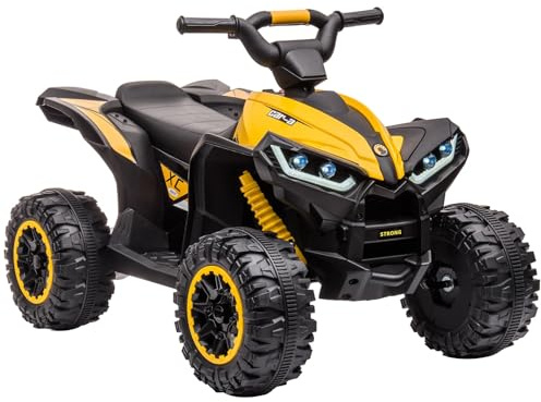 Aptliton 12V Kids Electric Car, ATV Battery Powered Ride on Car, Electric Ride on Cars with Remote Control for Kids Age 3 to 5, Boys Girls Toddler Ride on Toy Quad with LED Lights & Music,Yellow