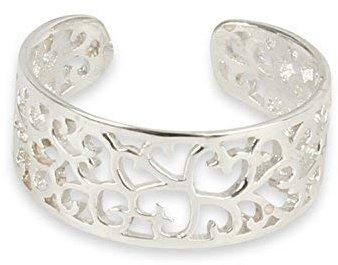 Solid 925 Sterling Silver Filigree Leaf Pattern Toe ring
