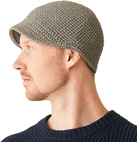 CHARM Hombres Pescador Kufi Gorros - 100% Algodón Cráneo Gorra Croché Quimio Casquillo Gris