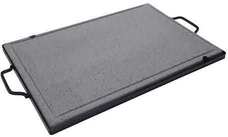 Fonderia Bongiovanni | Placa de piedra volcánica | Piedra para cocinar | 60 x 40 cm | Marco de asas | Rectangular