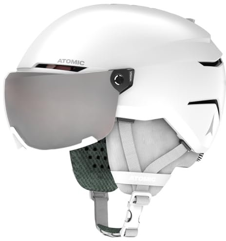 ATOMIC SAVOR VISOR JR Skihelm mit Visier - Weiß - Größe XS - Für Kinder & Jugendliche - Max. Stoßdämpfung - Active Aircon Belüftung - Brille mit High End-Verspiegelung, 48-52 cm