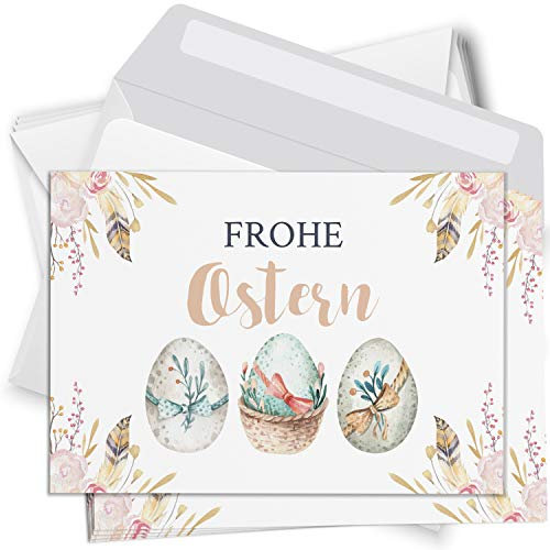 Einladungskarten Manufaktur Hamburg 10 Osterpostkarten im Set Osterkarten mit Umschlag Postkarten Frohe Ostern Aquarell Eier Vintage