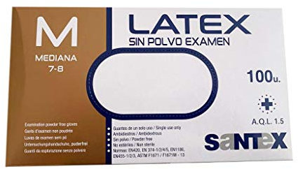 BSPOT Guantes de Látex, Talla M - Para examen, sanitario, higiene, limpieza, alimentación, desechables y sin polvo. Caja 100 Unidades