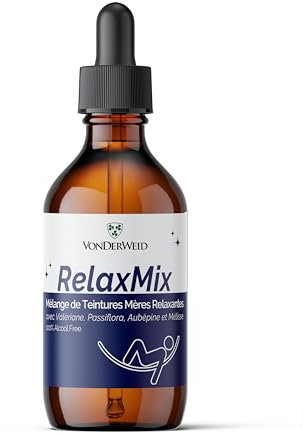 Vonderweid - RelaxMix | Mix Tinture Madri con Biancospino + Valeriana + Passiflora + Melissa | Integratore Rilassamento e Benessere Mentale | Estrazione Ultrasuoni | Alcool Free | 100 ml