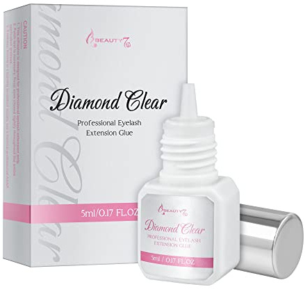 Beauty7 Professionnel Colle 1 Sec Transparent Gel Instantané Pour Extension de Cils 5ml Coloré Seche Rapide Cils a Cils Glue Semi Perm Cils DIAMOND CLEAR
