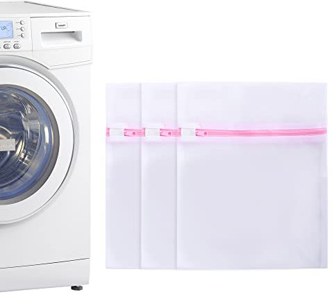 Lollanda Wäschenetz, Wäschesack 50cm x 60cm 3 Stücke, Wiederverwendbare Wäschenetze, Mesh Wäschesack mit Reißverschluss für Waschmaschine Trockner